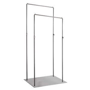 Μεταλλική κρεμάστρα δαπέδου διπλή - σταντ ρούχων με ρυθμιζόμενο ύψος 60x100-180cm